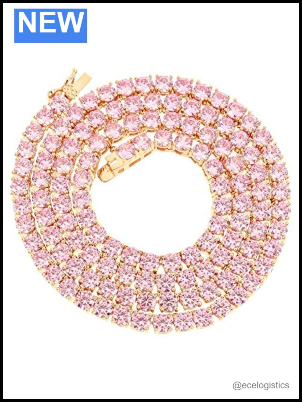 Rose Gold Finish Tennis Chain Lab Created Diamonds